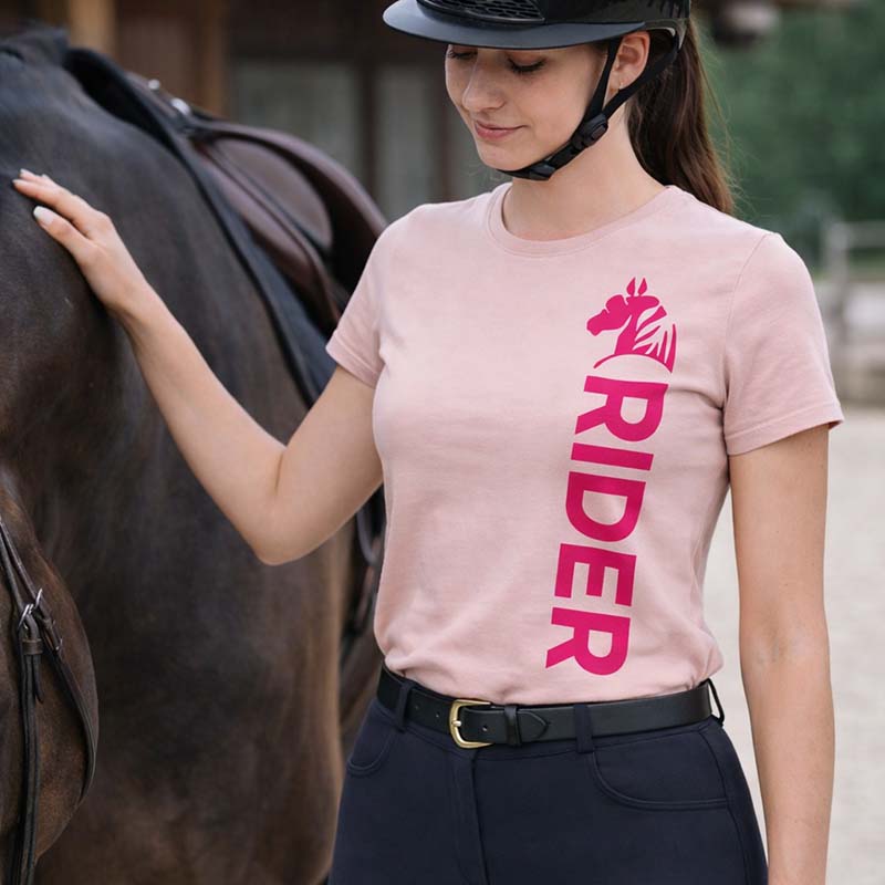 Women's Equestrian T-Shirt SWEET RIDER - pink/fuchsia print - 9399