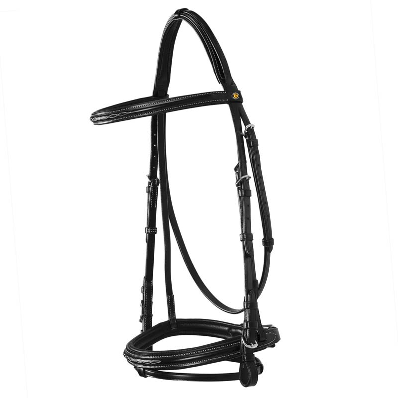 Equestro English Bridle in leather with Deco New embroidery – complete with reins