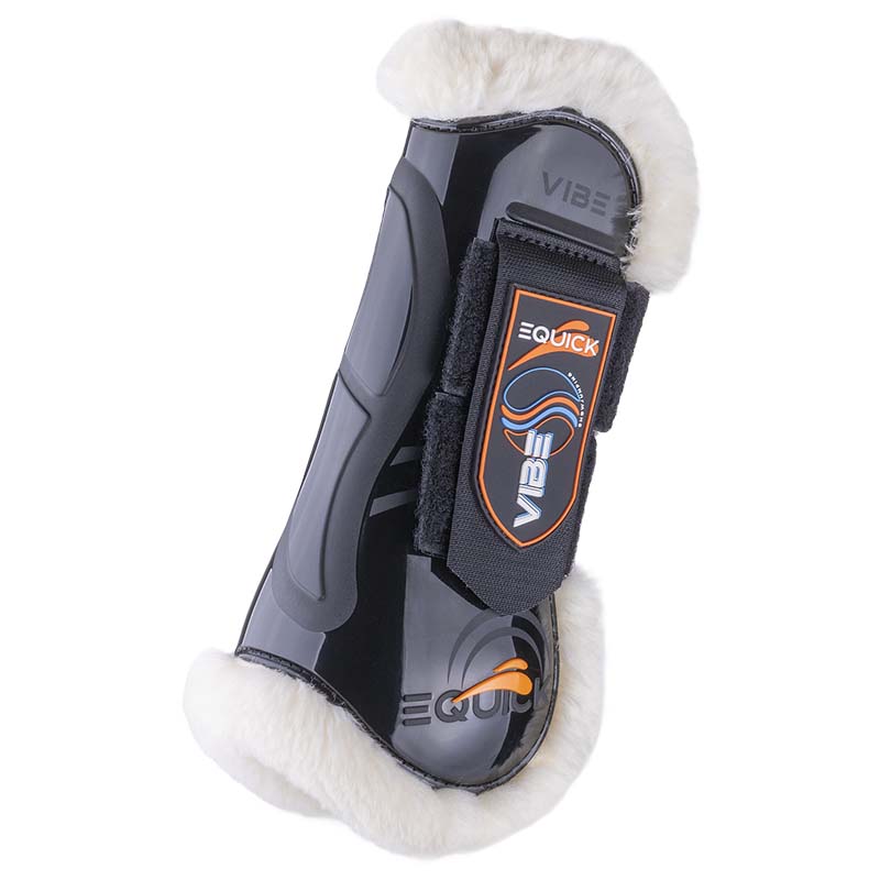 Equick vibe front fluffy velcro tendon boots w/synthetic wool