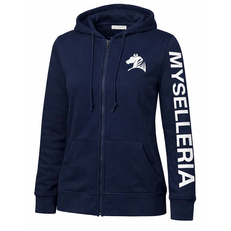 Women's My Selleria Zip Hoodie NAVY RIDER - navy blue/white for equestrian & leisure - 9403