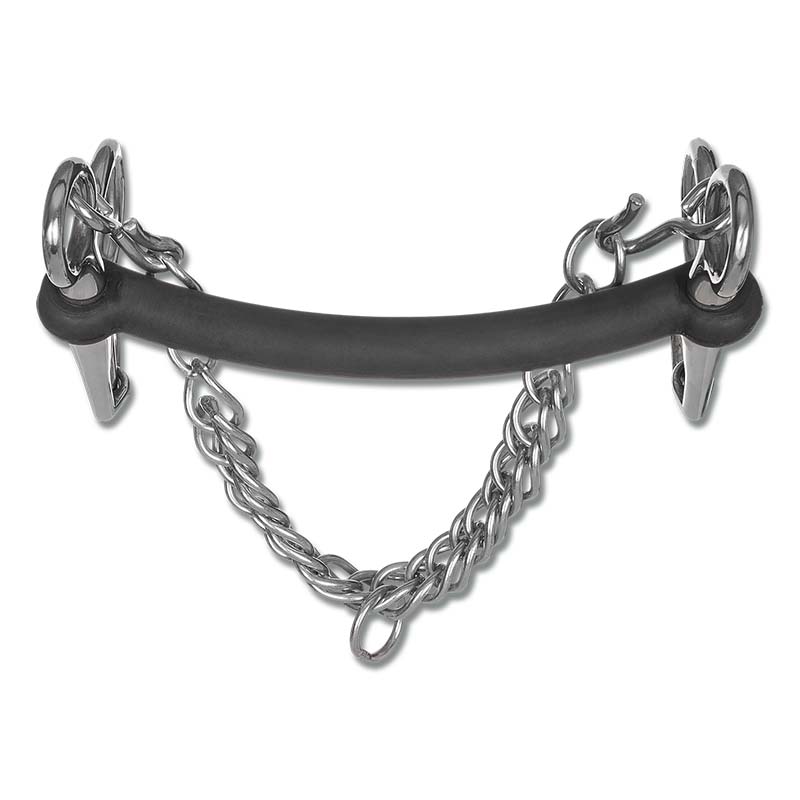 Waldhausen Pelham Bit with rubber mouthpiece and curb chain - 3442