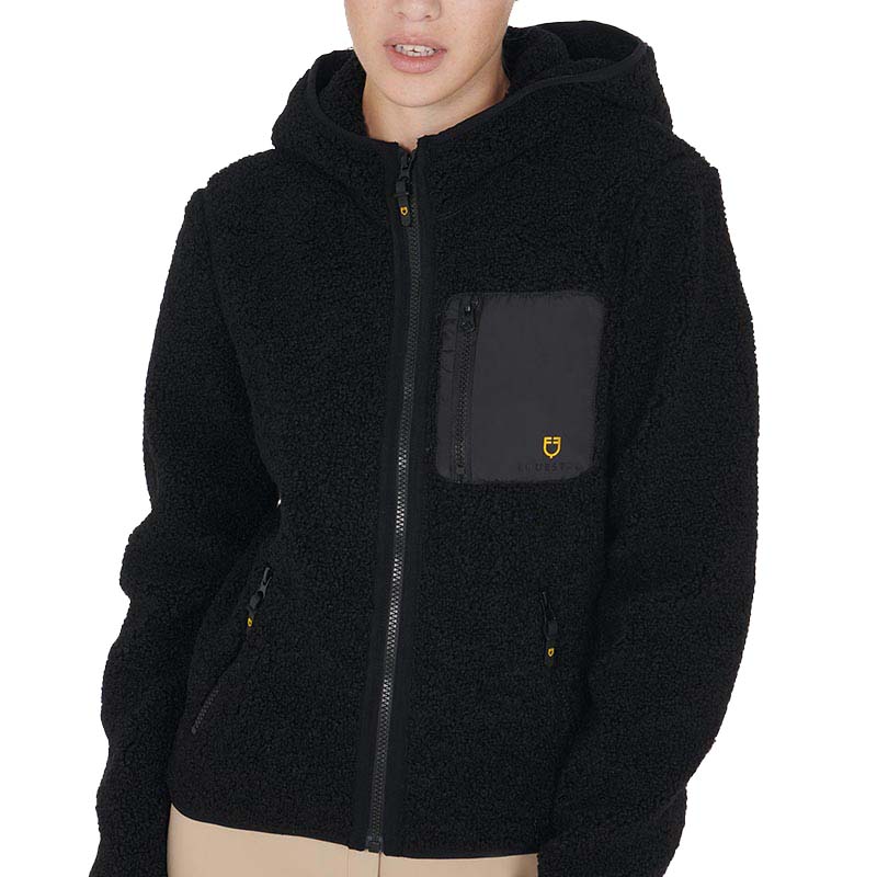Equestro teddy jacket for women in soft plush with hood - 9731