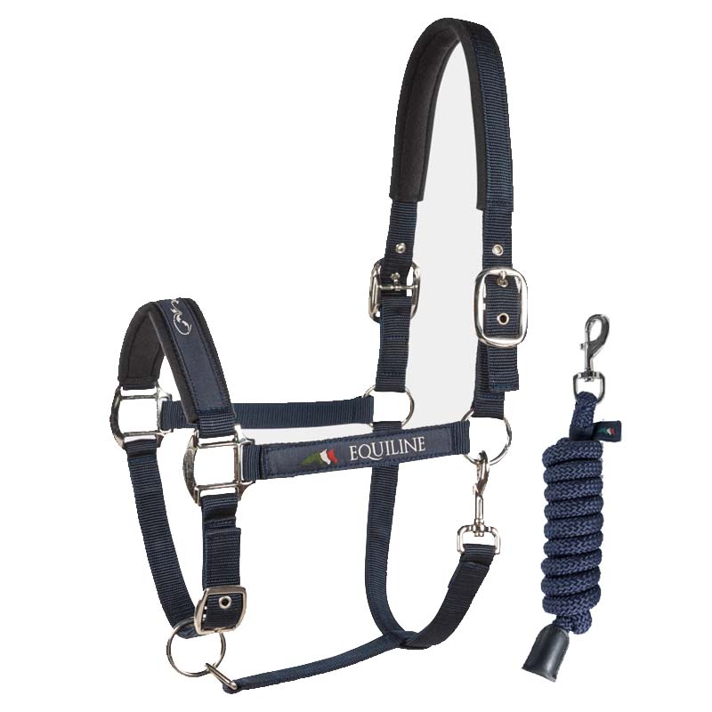 Equiline nylon halter with double settings and rope