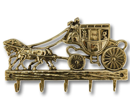 Brass wall keyring featuring a carriage - 0094