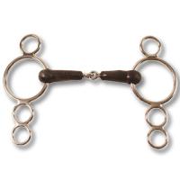 STAINLESS STEEL CONTINENTAL GAG BIT 4-RING CHEEKS RUBBER MOUTHPIECE