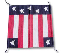 WESTERN NAVAJO FABRIC RUG U.S.A. FLAG 32 X 32 - 5072
