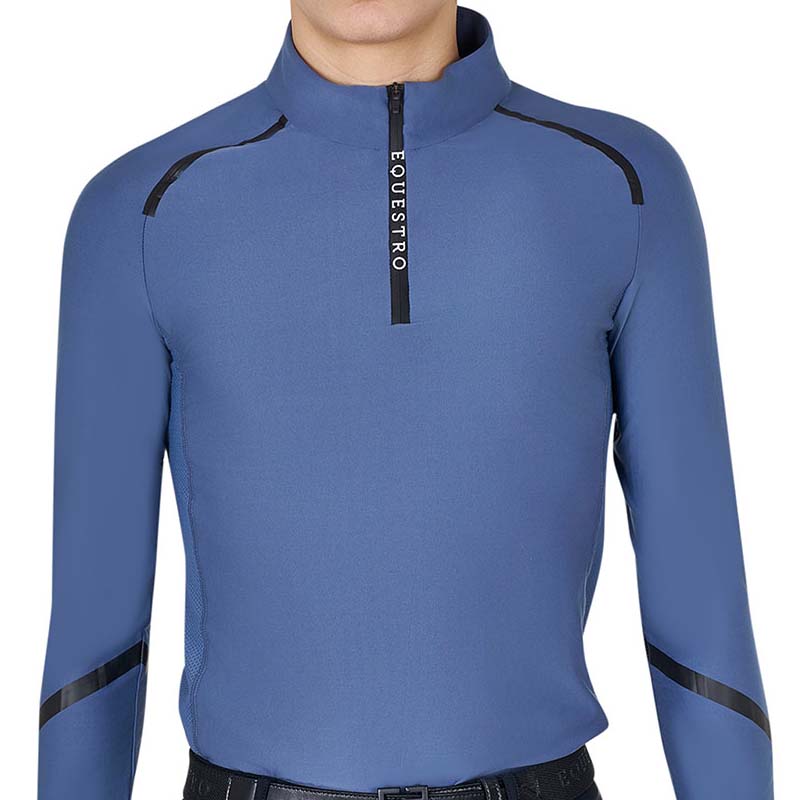 Equestro training polo man long sleeve with zip - 9879
