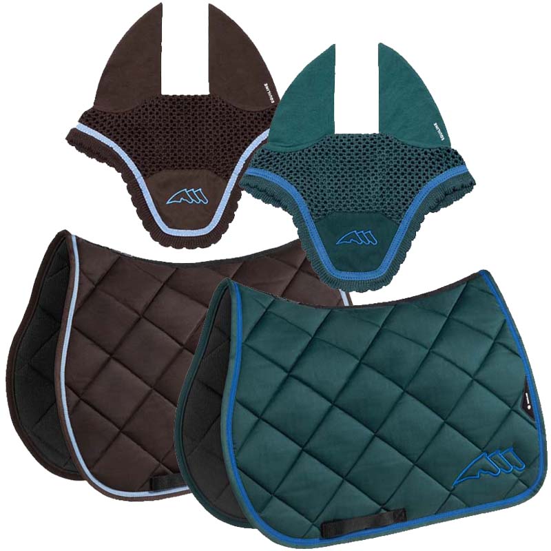 Equiline chroma set saddle pad and fly veil w/colored trim - 3469