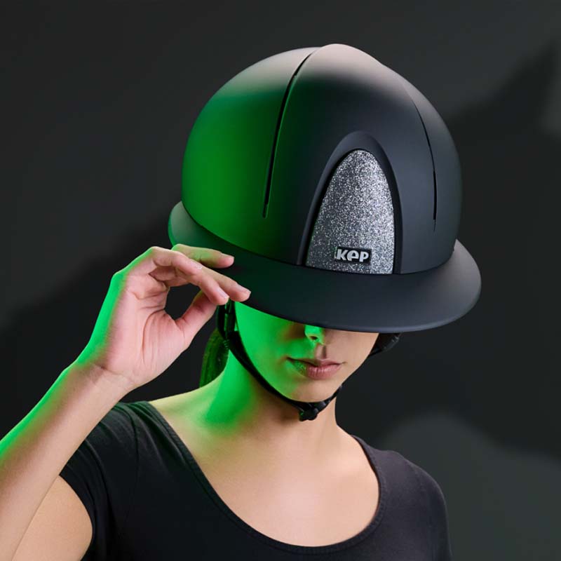 KEP Smart Nova Textile STAR Polo Helmet - wide visor, matte with sparkling fabric - 3237