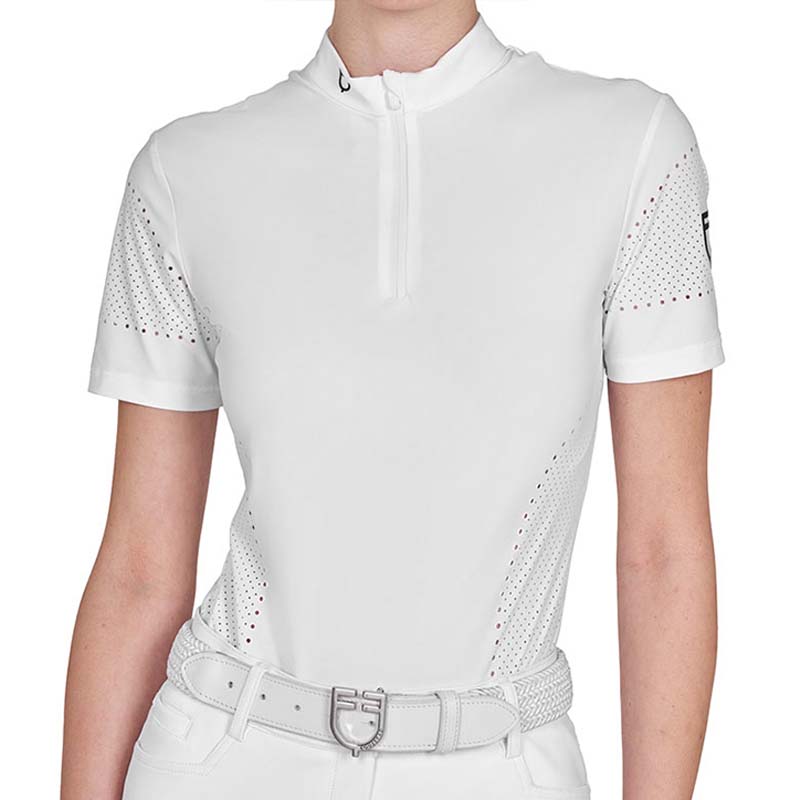 Short Sleeve Technical Riding Shirt Equestro for women - perforated design - 9056
