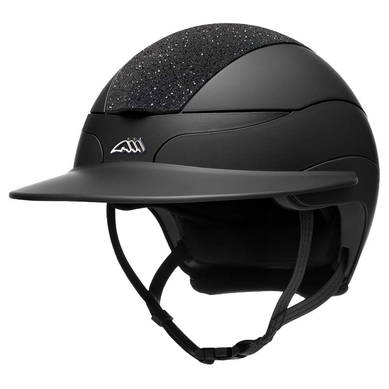 Equiline xanto riding helmet with equiline logo and swarovski top - wide visor