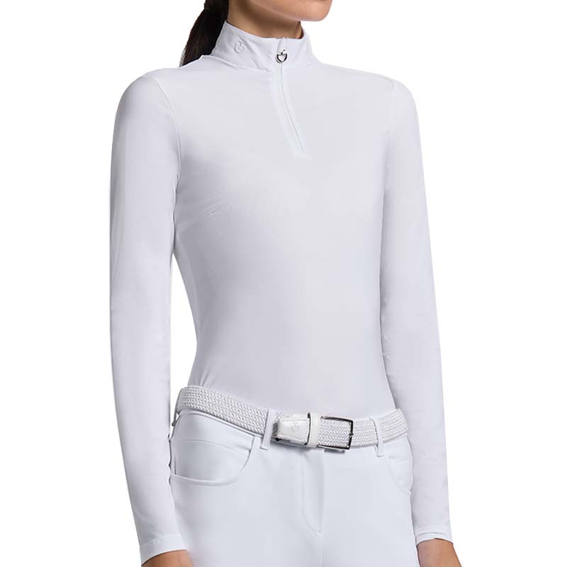 Cavalleria Toscana Competition Polo long sleeve w/Striped back insert - women - 9621