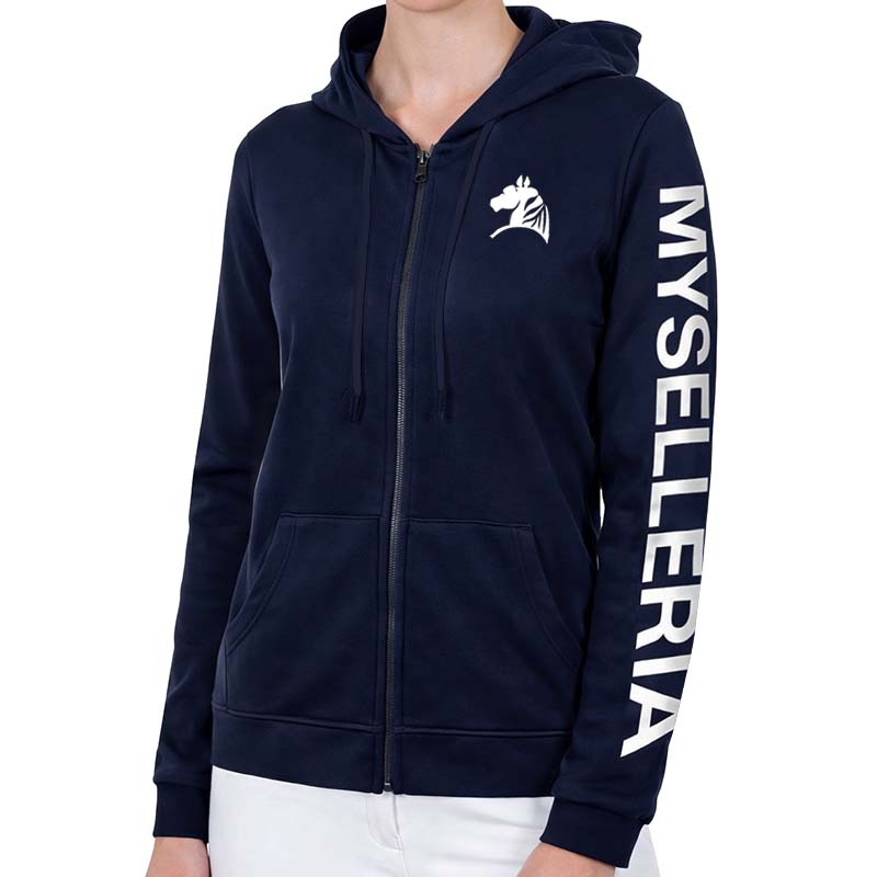 Women's my selleria zip hoodie navy rider - navy blue/white for equestrian & leisure