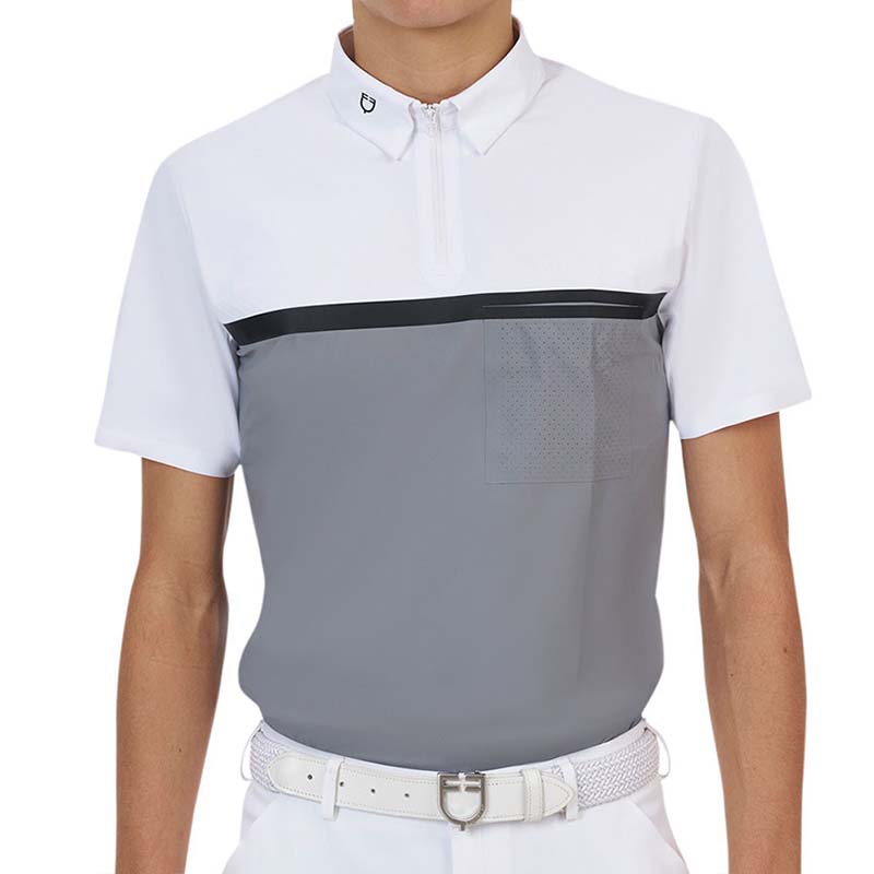 Competition Polo for Men Equestro Ridertechnology with zip and short sleeve - 9951