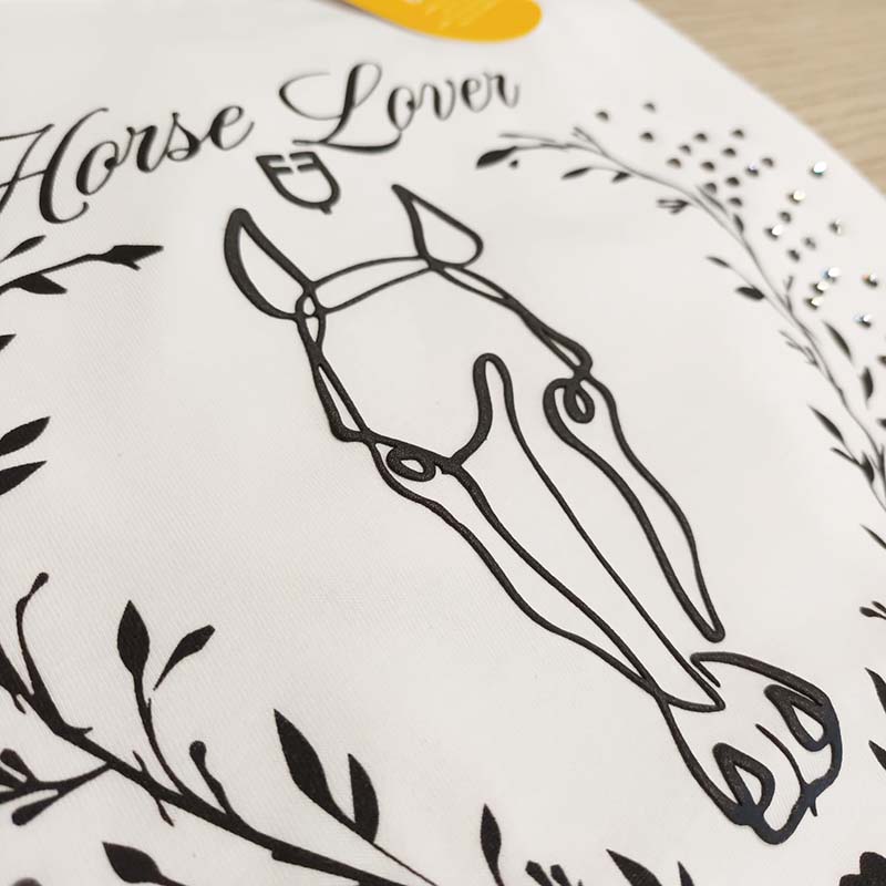 Equestro Women’s cotton T-shirt with “Horse Lover” print and Strass - 9058