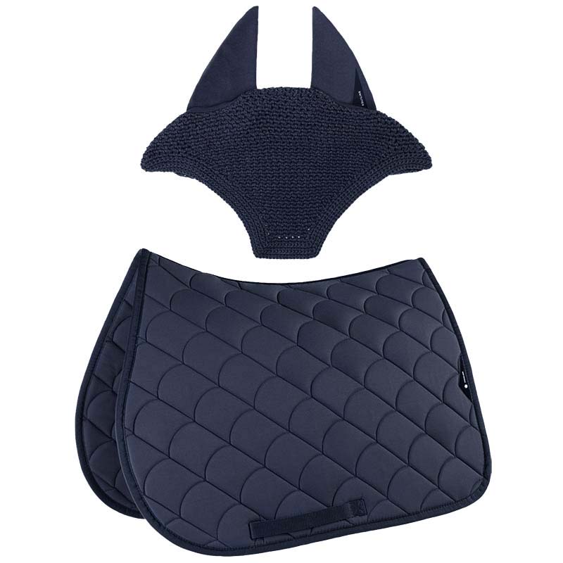 Equiline vive set saddle pad and fly veil with shock-absorbing quilting - 3474