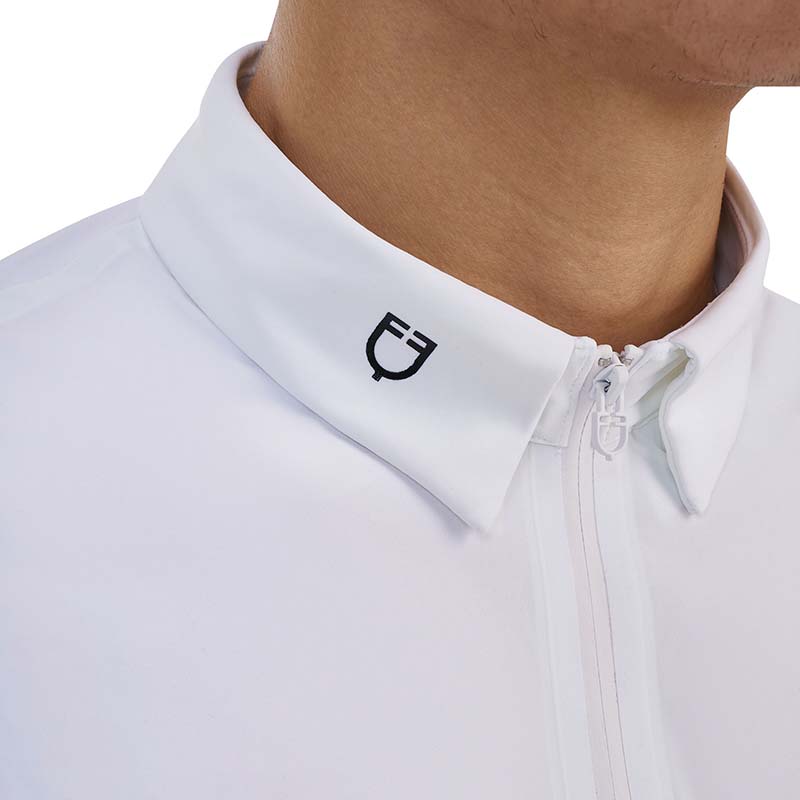 Competition Polo for Men Equestro Ridertechnology with zip and short sleeve - 9951