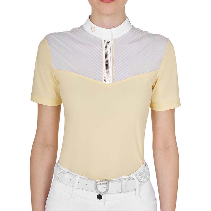 Competition Polo Shirt Equestro for Women silk-effect with rhinestones - 9067