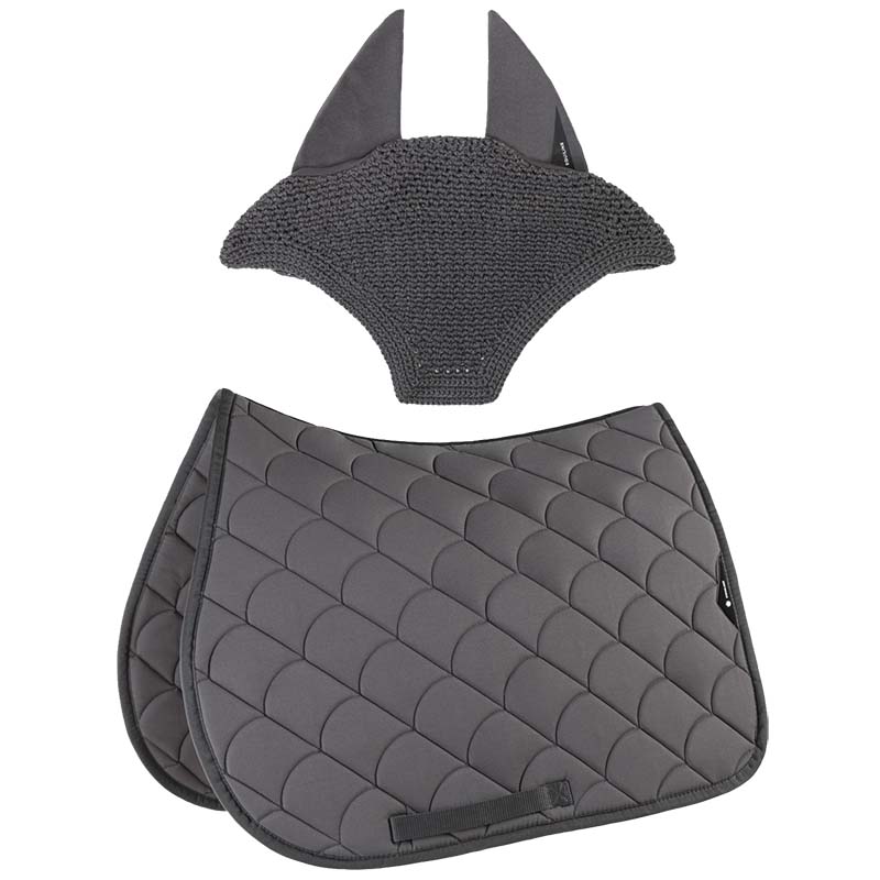 Equiline vive set saddle pad and fly veil with shock-absorbing quilting - 3474