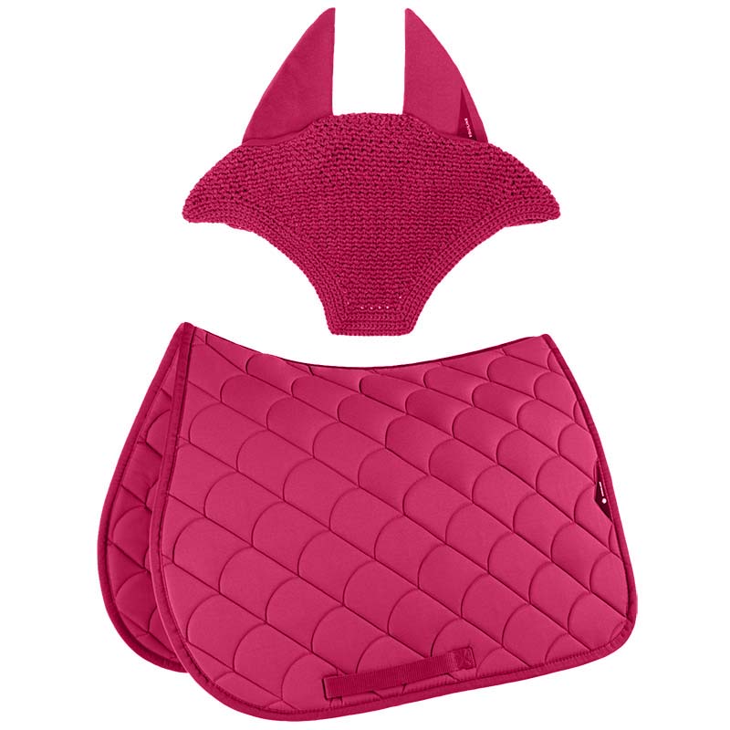 Equiline vive set saddle pad and fly veil with shock-absorbing quilting - 3474