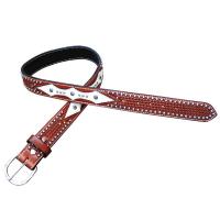 POOL’S WESTERN LEATHER BELT model SPOTS BASKET CRINE