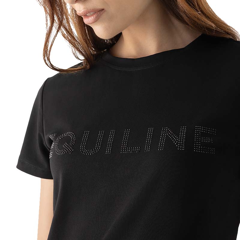 Equiline Women’s Cotton T-Shirt with Rhinestone Logo GLESS - 9278