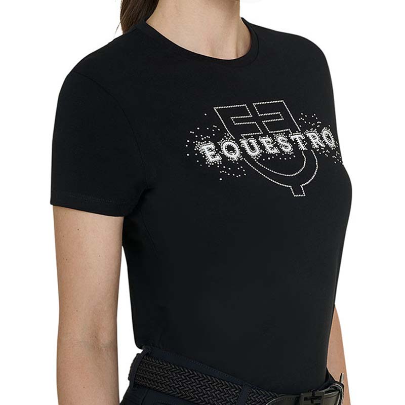 Equestro cotton t-shirt with rhinestone logo