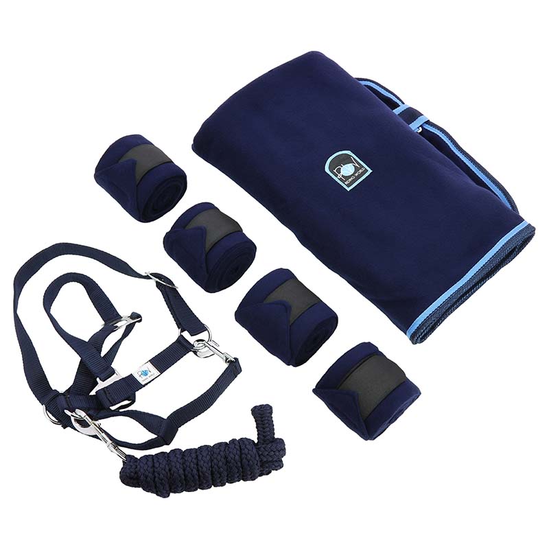 Horse Fleece Rug with Accessories - Full set w/polo bandages, lead rope and headcollar - 0673