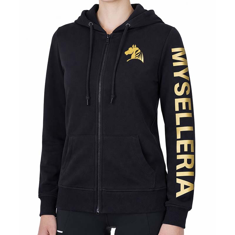 Women's My Selleria Zip Hoodie GOLDEN RIDER - black/gold for Equestrian sports - 9402