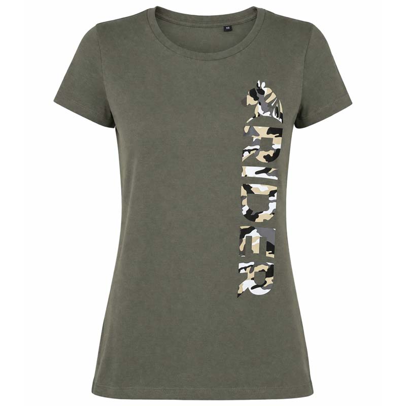 Women's Equestrian T-Shirt WILD RIDER - green/camouflage print - 9395