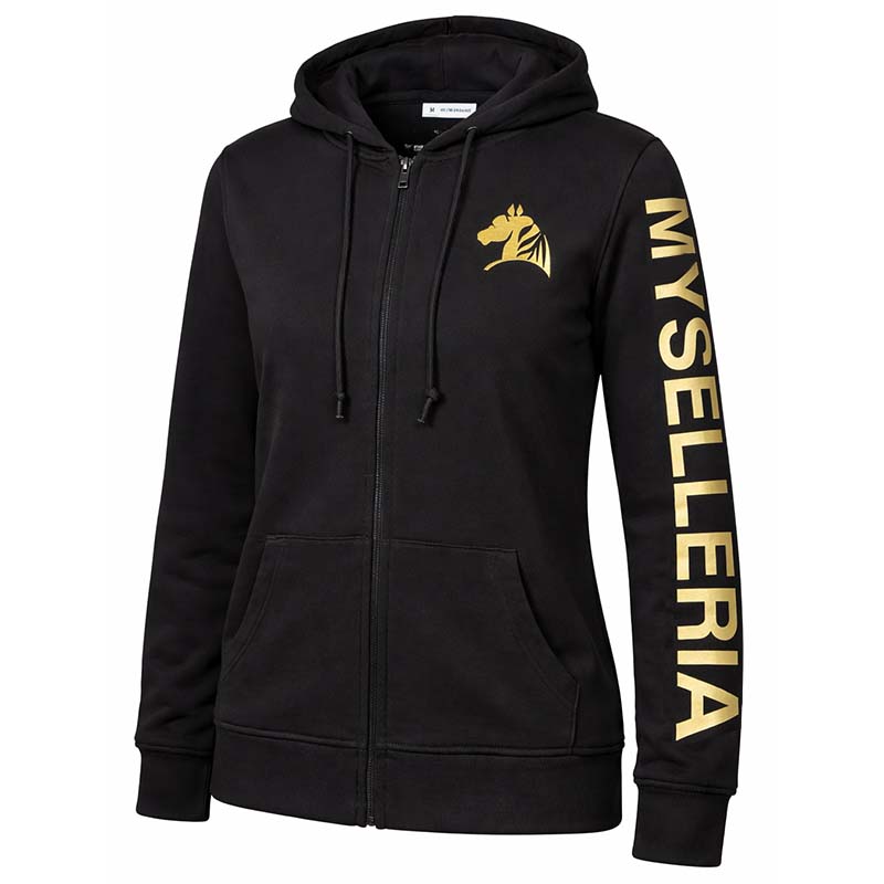 Women's My Selleria Zip Hoodie GOLDEN RIDER - black/gold for Equestrian sports - 9402