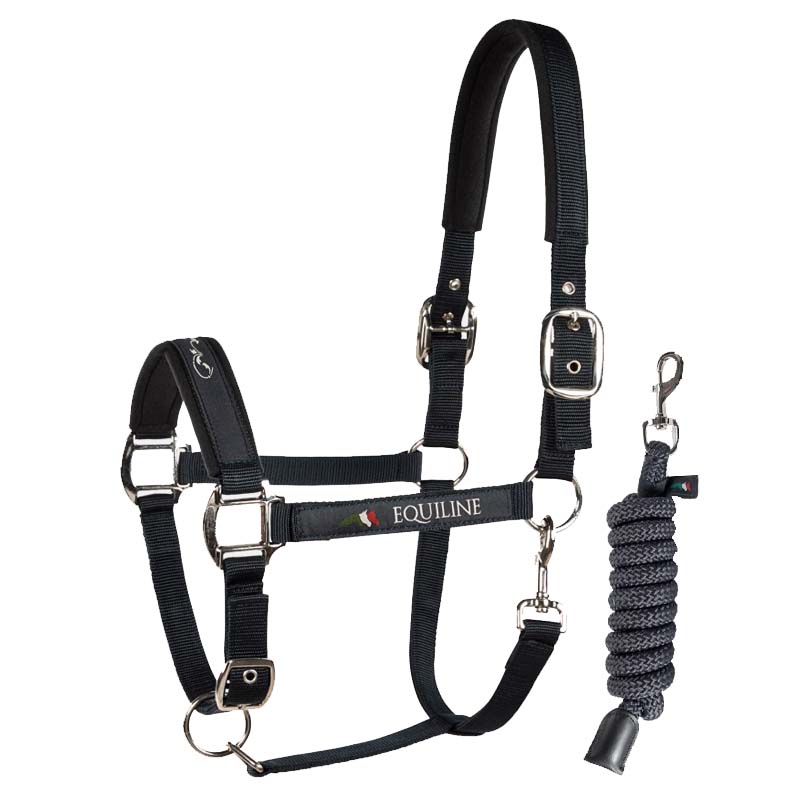 Equiline nylon halter with double settings and rope - 0349