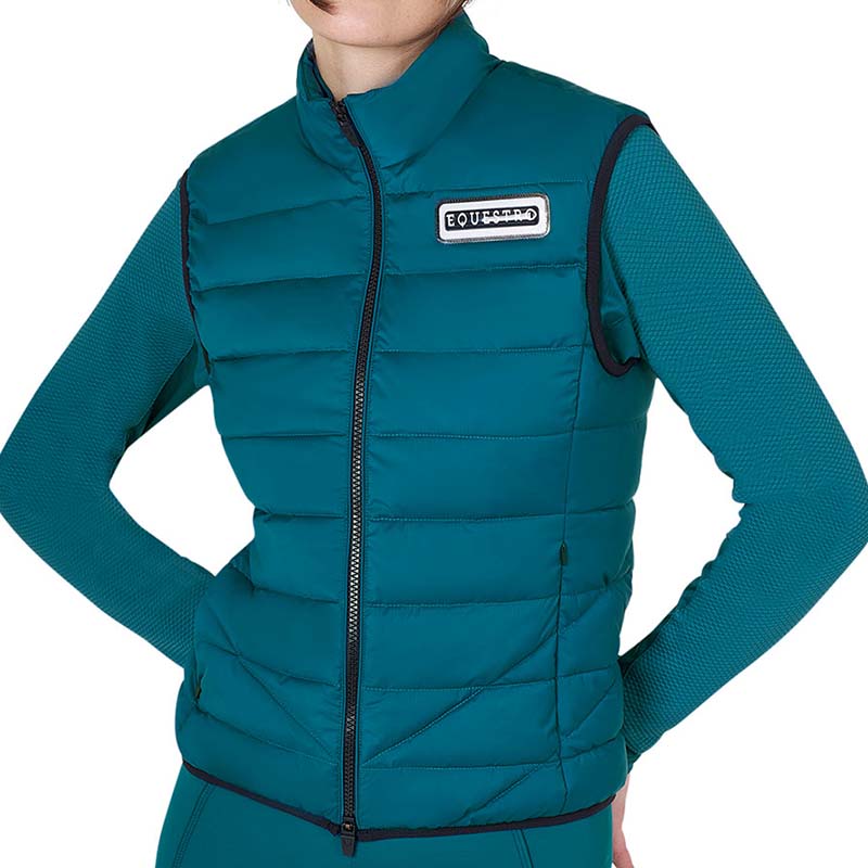 Equestro Women's Padded Vest w/contrast edges and zip - 9864