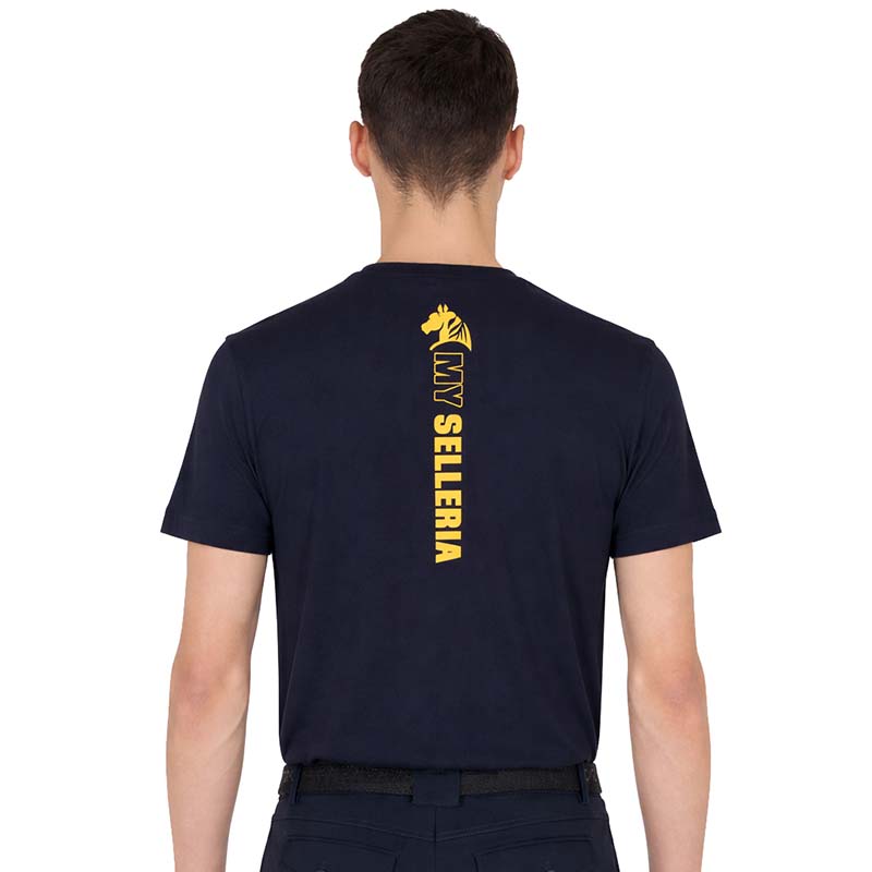 Men's Equestrian T-Shirt STALLION SPIRIT - blue edition/mustard print - 9401