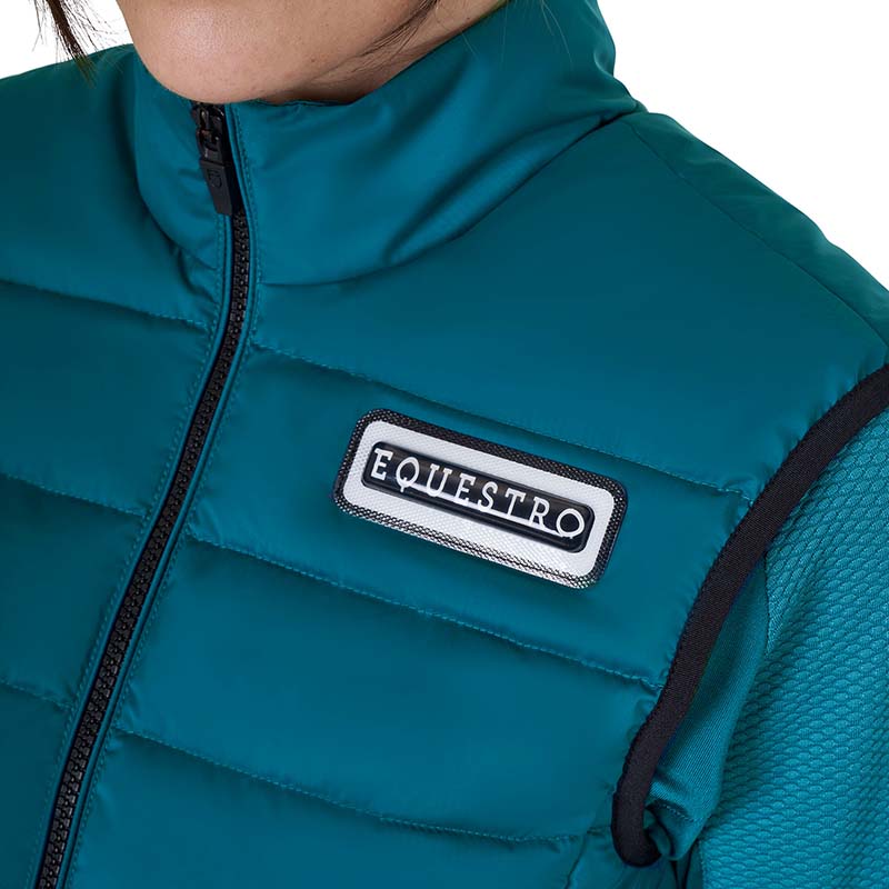 Equestro Women's Padded Vest w/contrast edges and zip - 9864