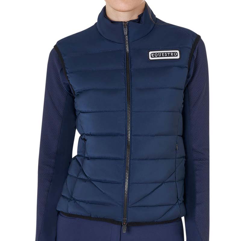 Equestro Women's Padded Vest w/contrast edges and zip - 9864