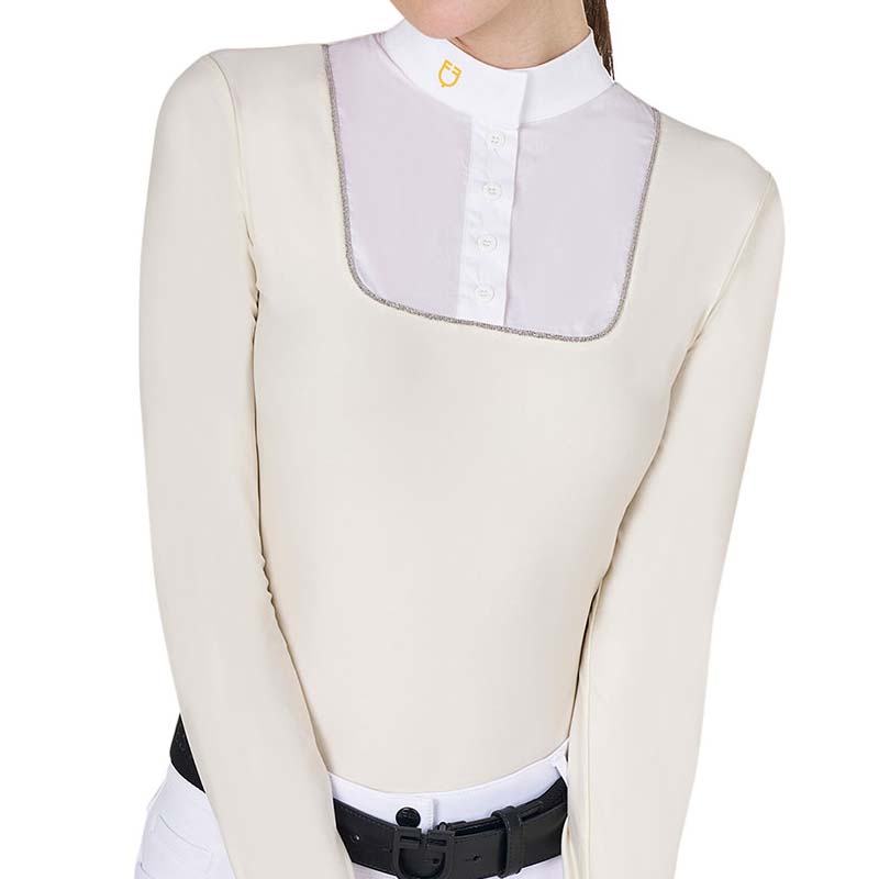 Show Polo Shirt Equestro Long Sleeve w/Buttons and Glitter details - 9856