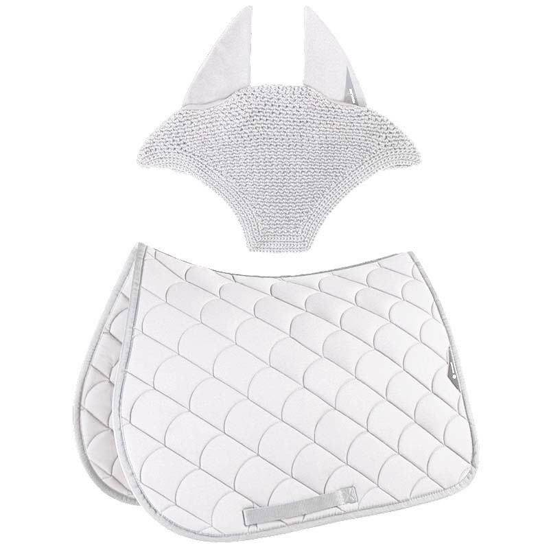 Equiline vive set saddle pad and fly veil with shock-absorbing quilting - 3474