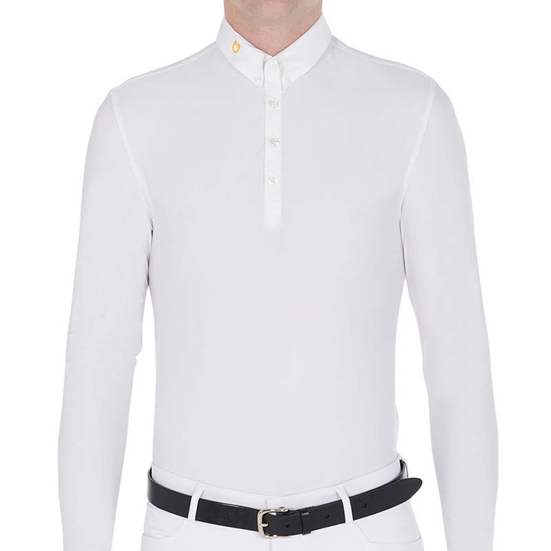 Winter Riding polo shirt for Men Equestro Warm+, long sleeve - 9991