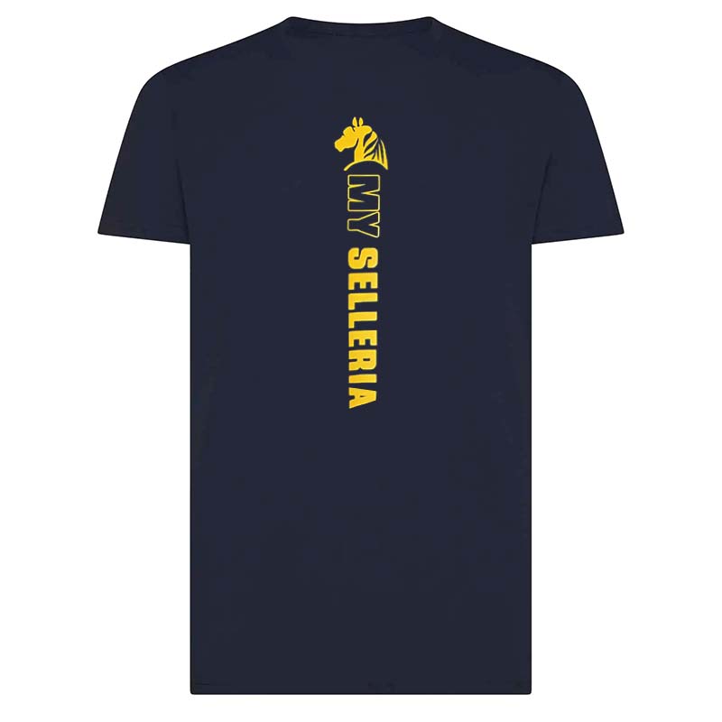 Men's Equestrian T-Shirt STALLION SPIRIT - blue edition/mustard print - 9401