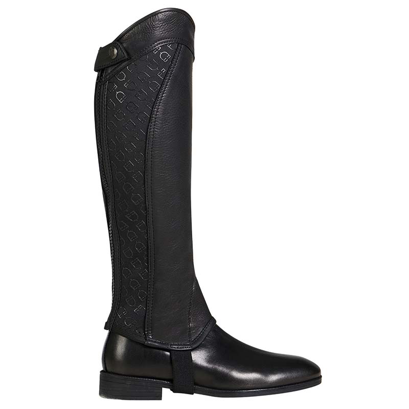 Equestro Unisex Half Chaps VESPUCCI in leather with logo insert - 3551