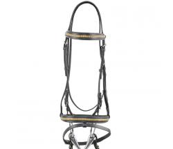 ENGLISH LEATHER BRIDLE WITH BRASS DECORATIONS RUBBER REINS - 2321