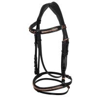 LEATHER ENGLISH BRIDLE WITH REINS SUPREME ROSE GOLD DETAILS - 2335