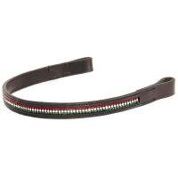 LEATHER BROWBAND FOR ENGLISH BRIDLE WITH FLAG GLITTER