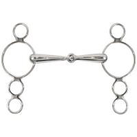 HOLLOW STAINELSS STEEL CONTINENTAL GAG BIT 4-RING CHEKS
