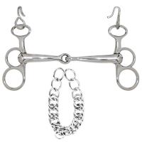 JOINTED GAG BIT WITH CURB CHAIN mm 135