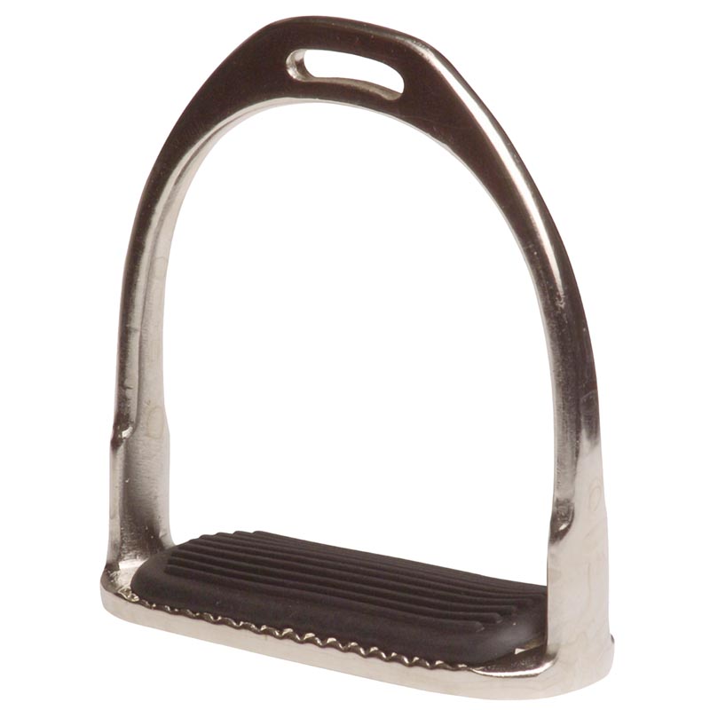 NICKEL-PLATED IRON STIRRUPS WITH RUBBER TREAD, 120 mm - MySelleria