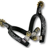 WESTERN ALUMINIUM SPURS BLACK FINISHING WITH DECORATION