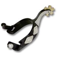 WESTERN METAL SPURS WITH NAVAJO PATTERN IN ALPACA