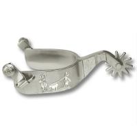 METALAB WESTERN ROPING SPURS IN SATINIZED STEEL